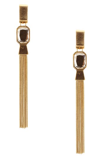 Shop Olivia Welles Elea Chain Drop Earrings In Gold/clear