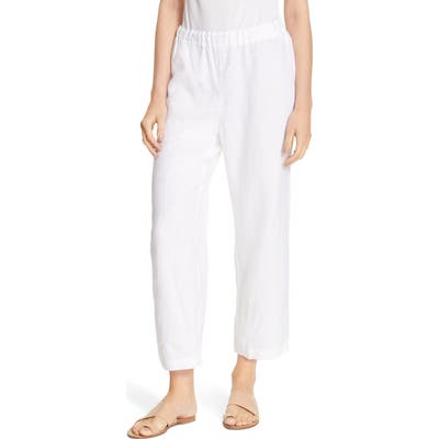 Eileen Fisher Cropped Linen Pants, White