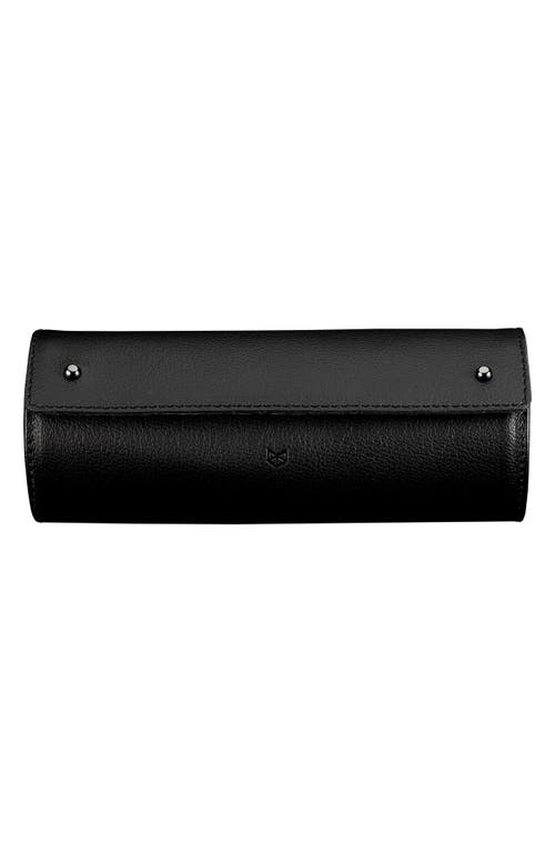 CAPRA LEATHER 4-Watch Case & Stand in Black