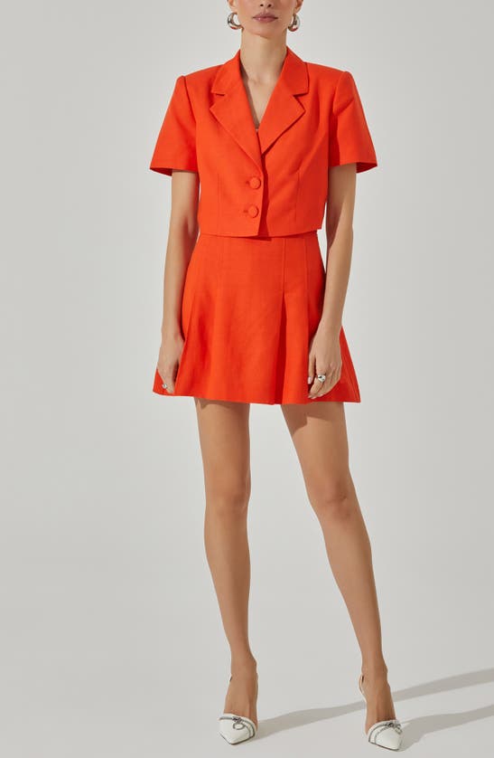 Astr Short Sleeve Crop Blazer In Orange