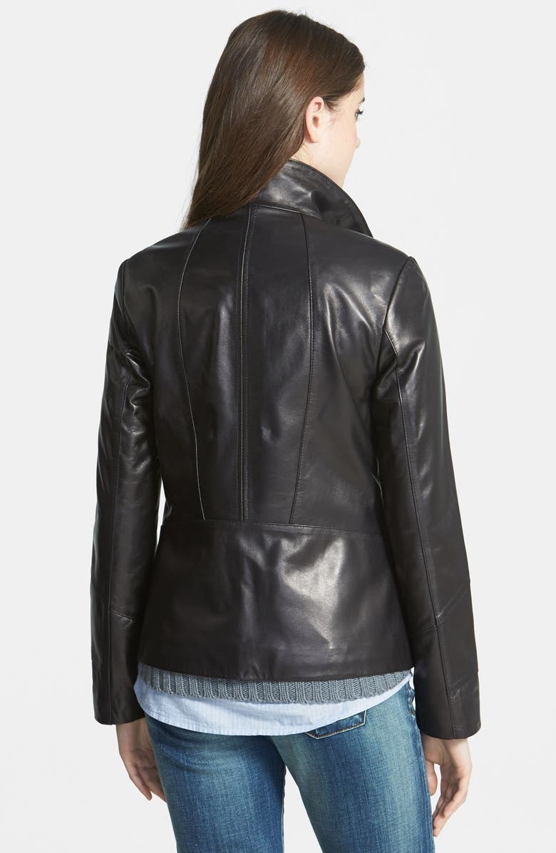 Stand Collar Leather Scuba Jacket
