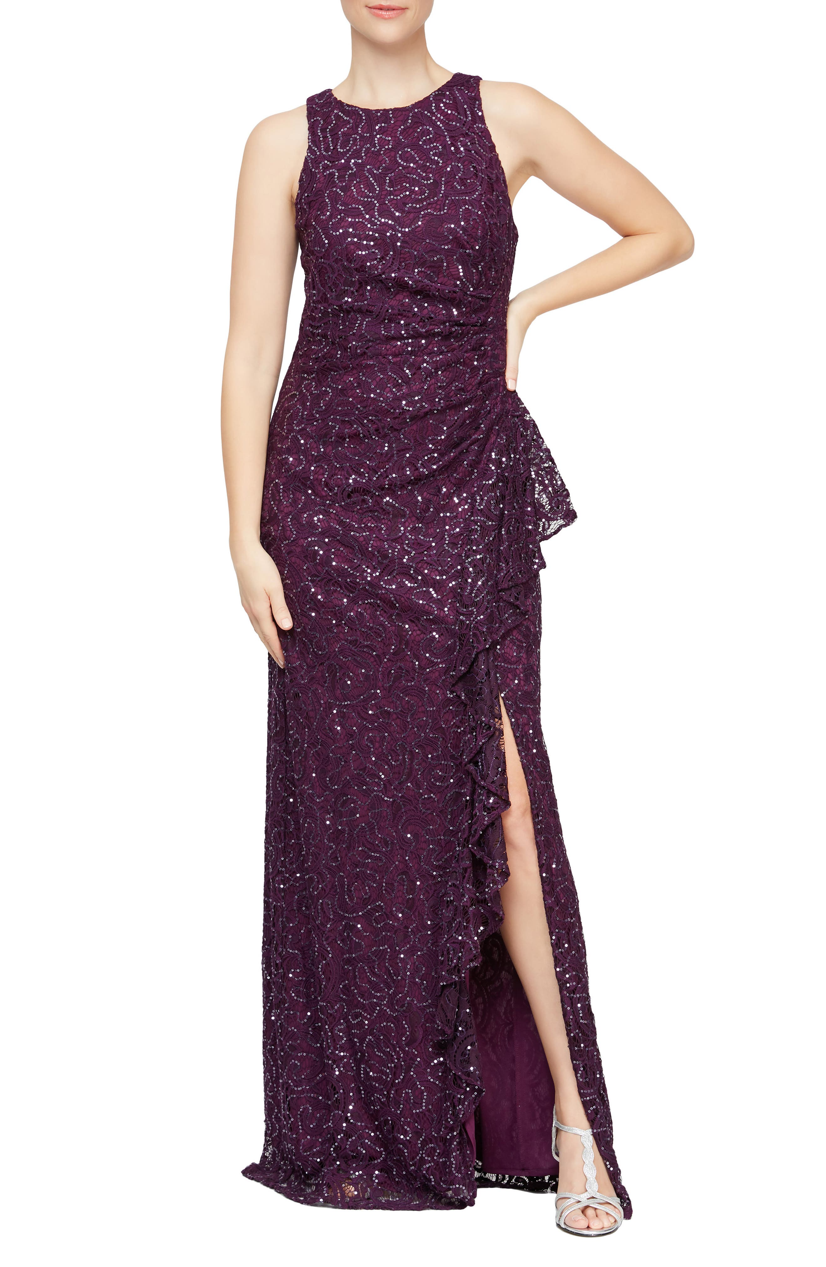 plum gown