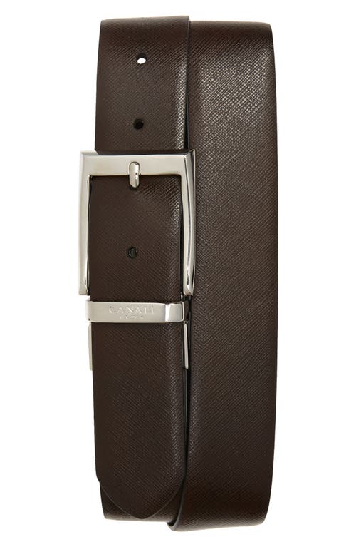 Canali Reversible Calfskin Leather Belt Brown at Nordstrom,