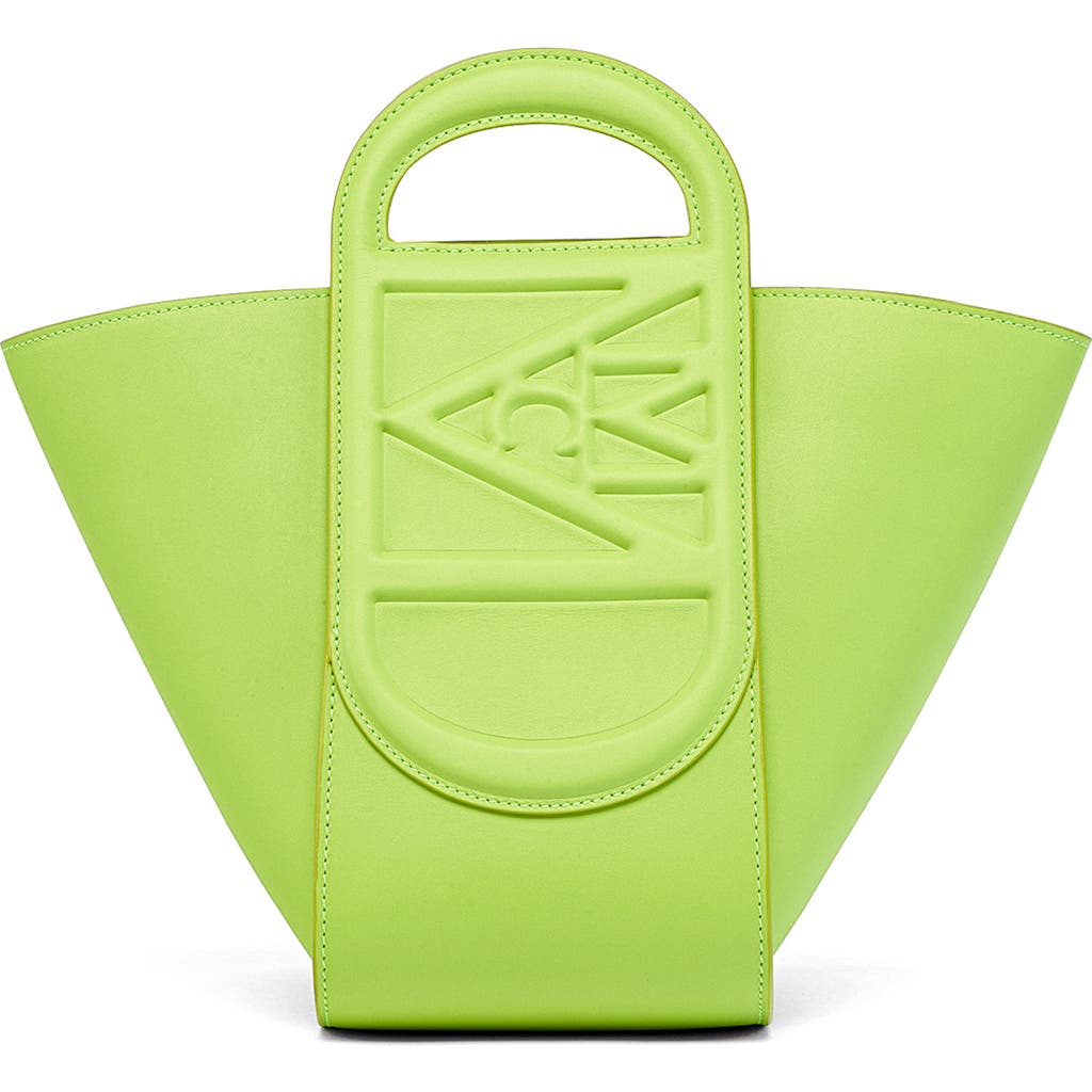 Mcm Mini Mode Travia Leather Tote In Acid Lime