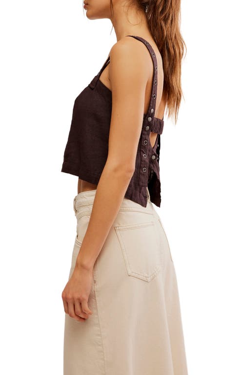 Free People Syd Grommet Crop Linen Blend Tank In Washed Black