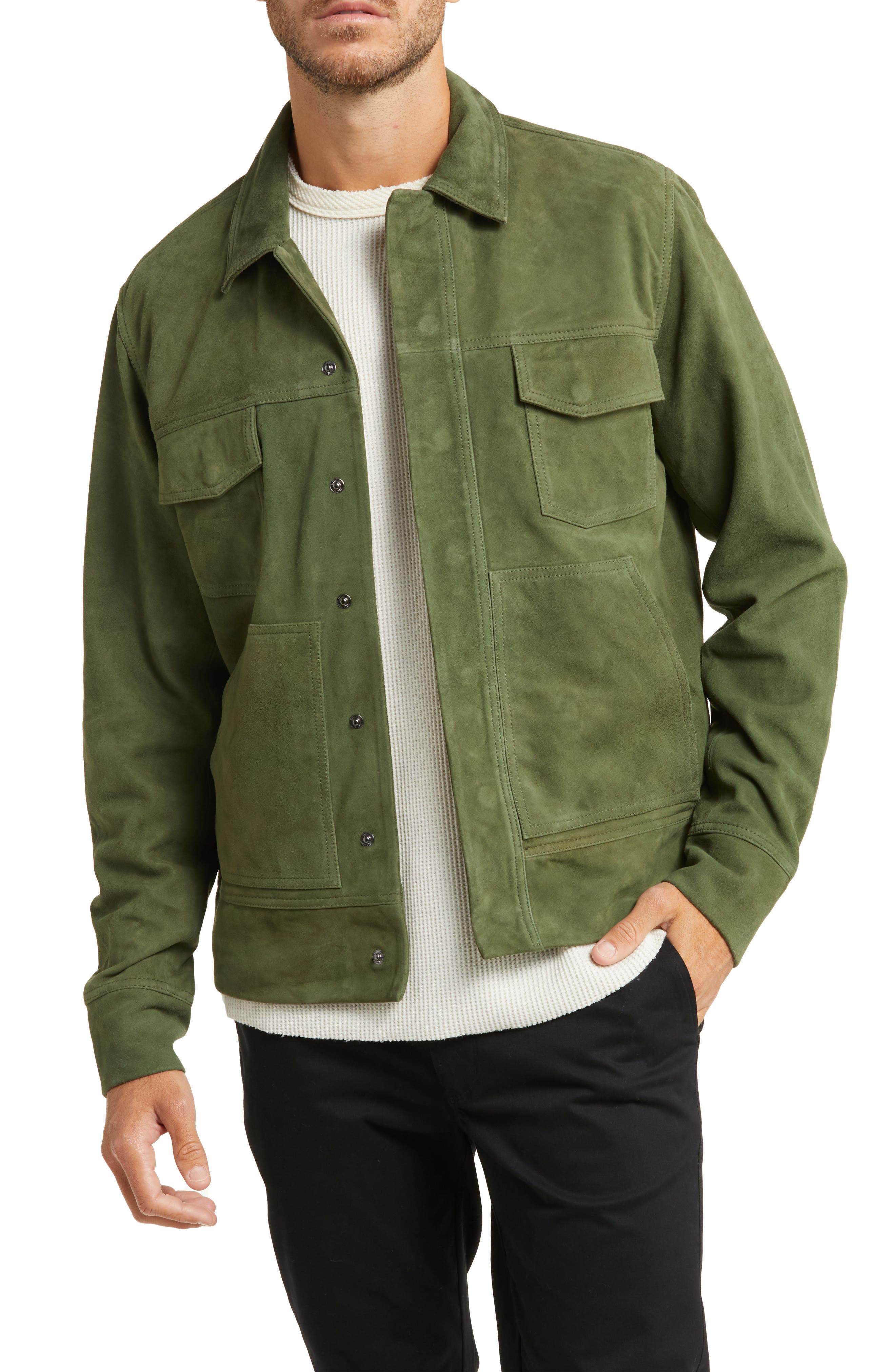 suede green jacket