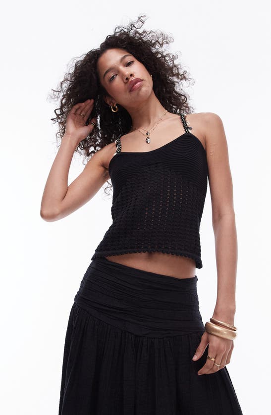 Shop Topshop Shell Strap Sweater Camisole In Black
