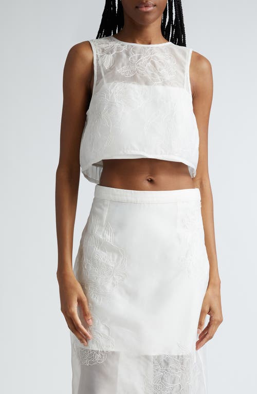 Cinq à Sept Etta Embroidered Sleeveless Crop Top in Ivory