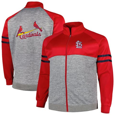 Men's New Era Red St. Louis Cardinals Brushed Jersey Raglan Quarter-Zip  Pullover Jacket