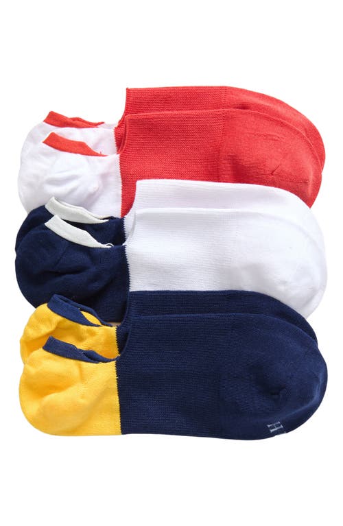 Shop Hue Assorted 3-pack Arch Hug Cotton Blend Liner Socks In Nautical