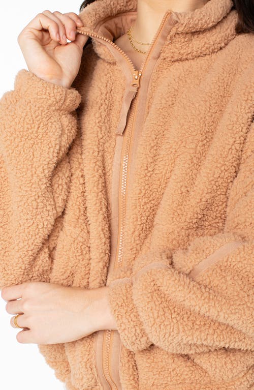 Roxy Wurlie Faux Shearling Zip Jacket In Camel