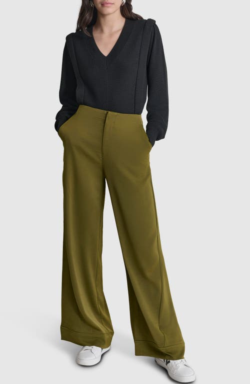 Shop Dkny Wide Leg Pants In Dark Olive