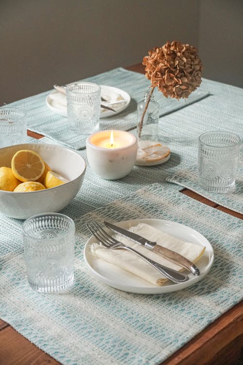 Anaya Summer Twist Indoor Outdoor Placemat In Aqua Blue