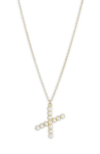 Meshmerise Imitation Pearl Initial Pendant Necklace In Yellow-x