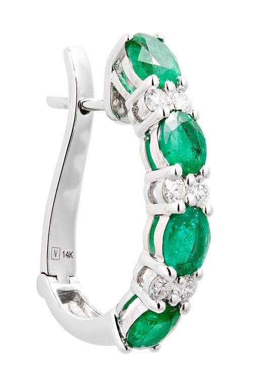 Valani Atelier Alternating Emerald & Diamond Hoop Earrings In 14k White Gold