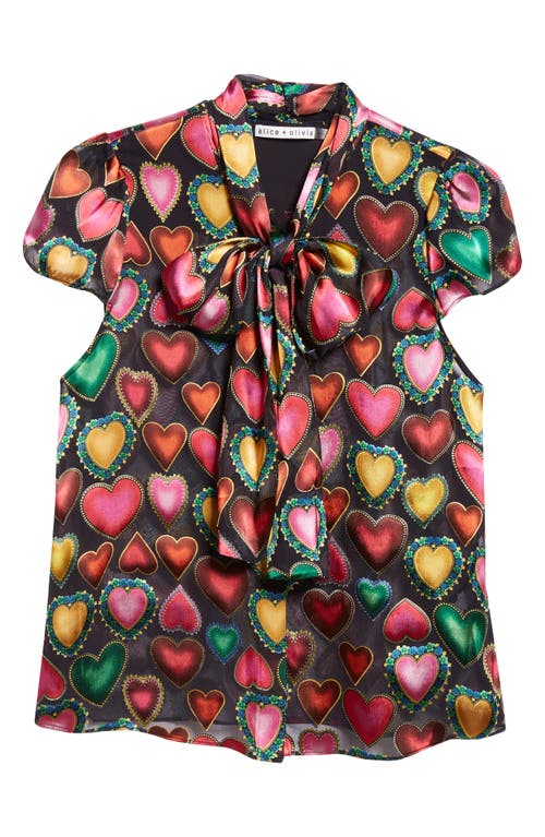 Alice + Olivia Jeannie Bow Collar Button-Up Shirt in Love Ease