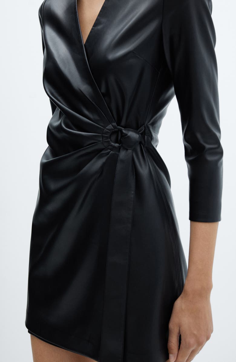 MANGO Faux Leather Wrap Dress | Nordstrom