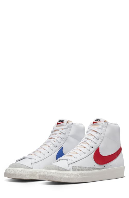 Nike Blazer Mid '77 Vintage Sneaker in White/Habanero Red/Blue