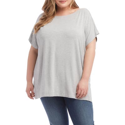 Plus Size Karen Kane Boatneck Tunic Tee, Grey