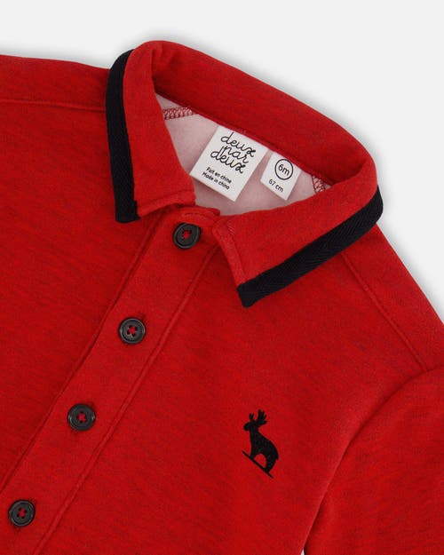 Deux Par Deux Baby Boy's Button Front Jumpsuit Red Mix In Jester Red
