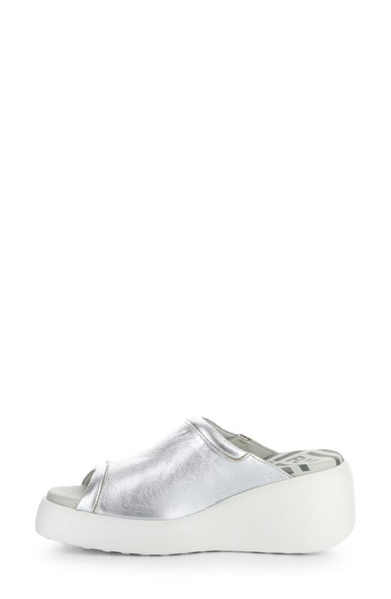 Shop Fly London Doli Platform Wedge Slide Sandal In Silver Idra