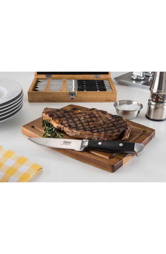 Viking Steakhouse 6-piece Pakka Wood Steak Knife Set In Black