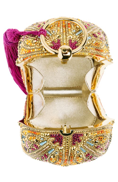 Judith Leiber Lantern Divine Crystal Embellished Clutch In Champagne Aurum Multi