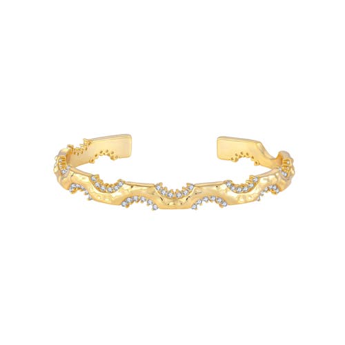 Akalia Waterproof Gold Plated With Diamond Cuff Sterling Silver Bracelet In Gold