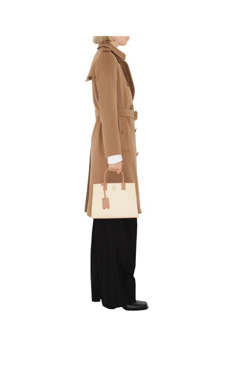 Burberry Long Cashmere Blend Kensington Trench Coat In Camel Melange