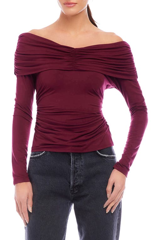 Shop Fifteen Twenty Bella Ruched Off The Shoulder Top In Wine