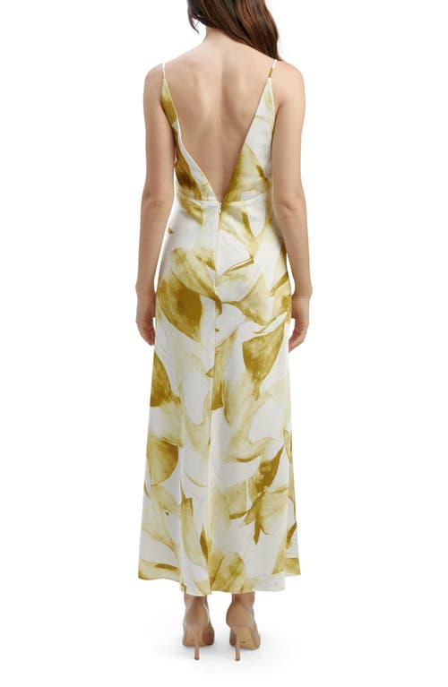 Bardot Capri Abstract Print Satin Slipdress In Green Floral