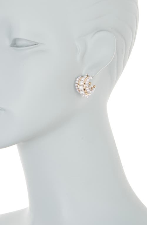 Shop Cara Imitation Pearl Triple Hoop Earrings In Gold/pearl