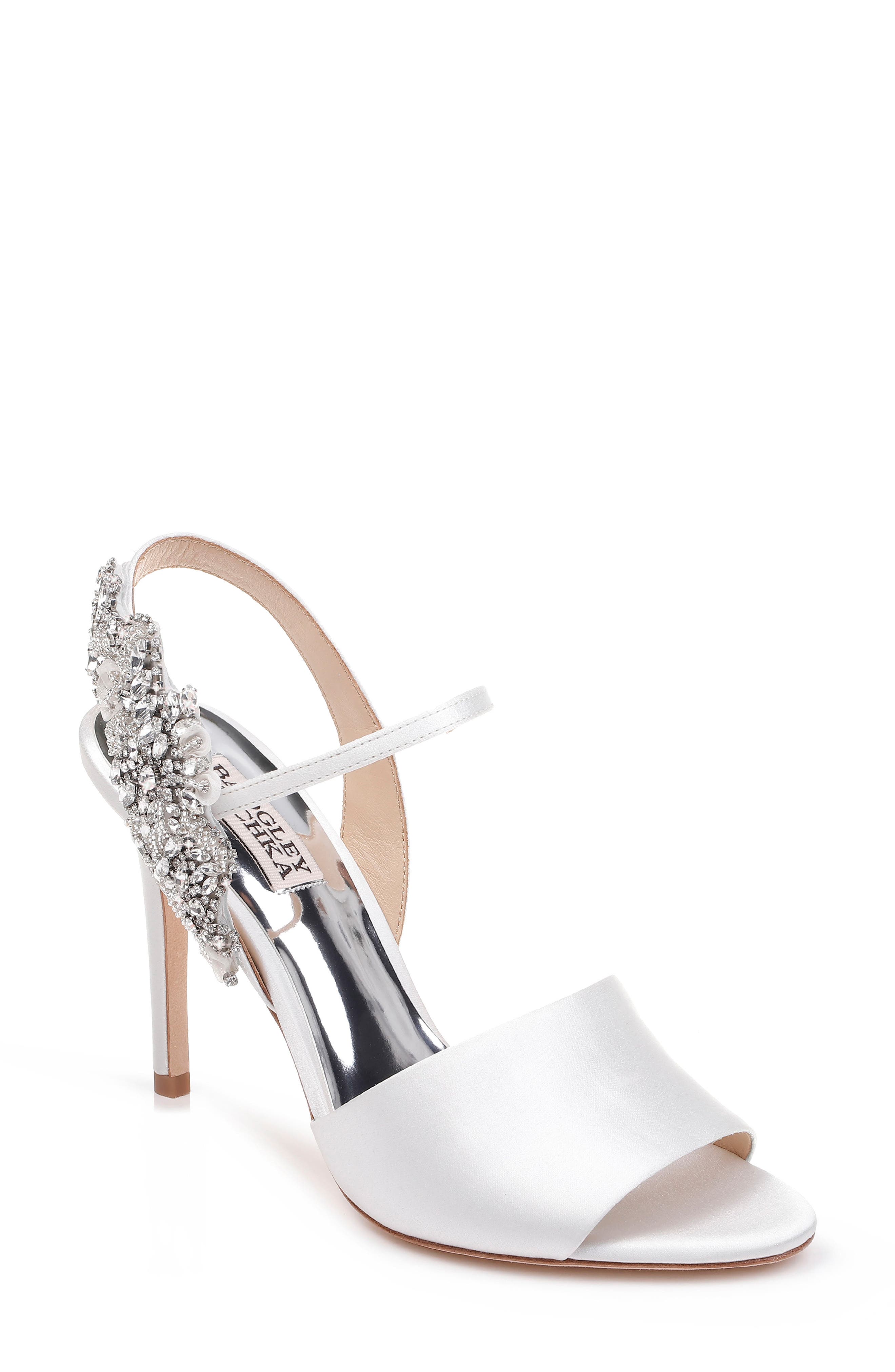 Badgley Mischka Lidia Embellished Sandal- White