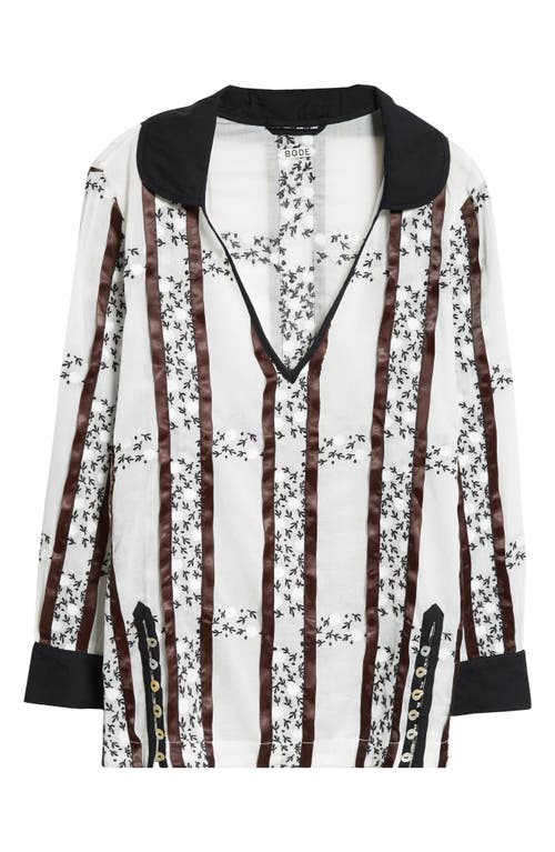 BODE BODE LATTICE SPRIG EMBROIDERED COTTON TOP 