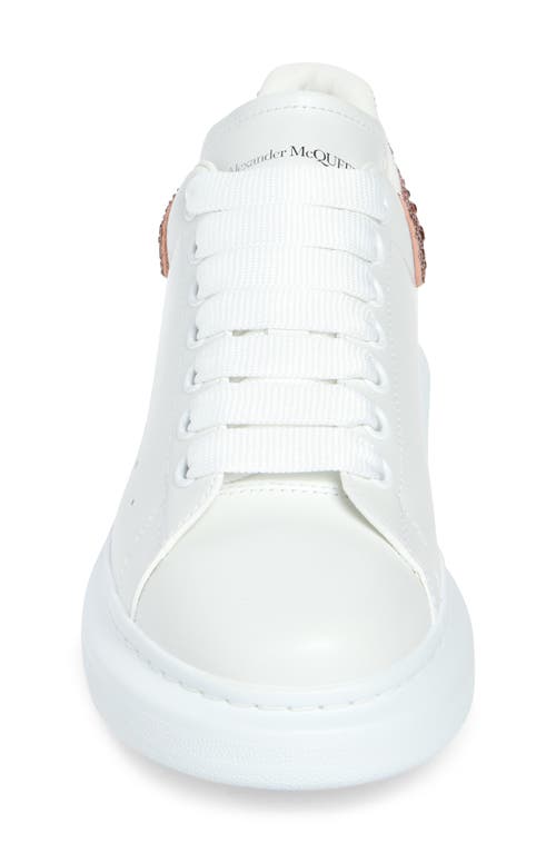 Shop Alexander Mcqueen Oversized Crystal Embellished Sneaker In White/clay