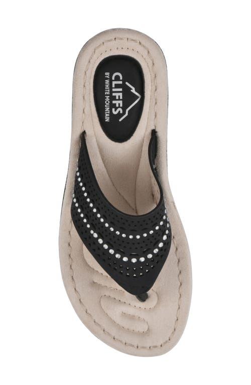 Cliffs By White Mountain Compact Womens Faux Leather Wedge Slide Sandals In Black/nubuck