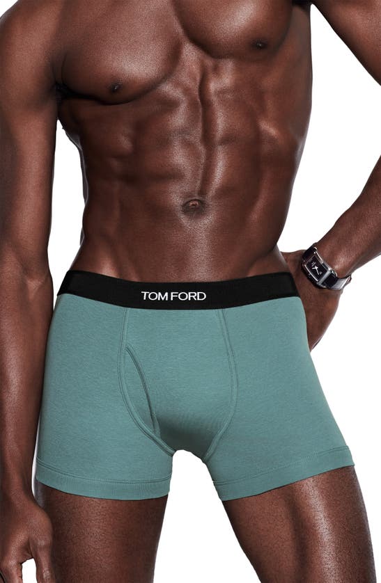 Tom Ford Cotton Stretch Jersey Boxer Briefs In Teal
