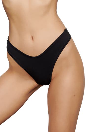Track Cotton Jersey Micro Dipped Thong - Ruby - L at Skims