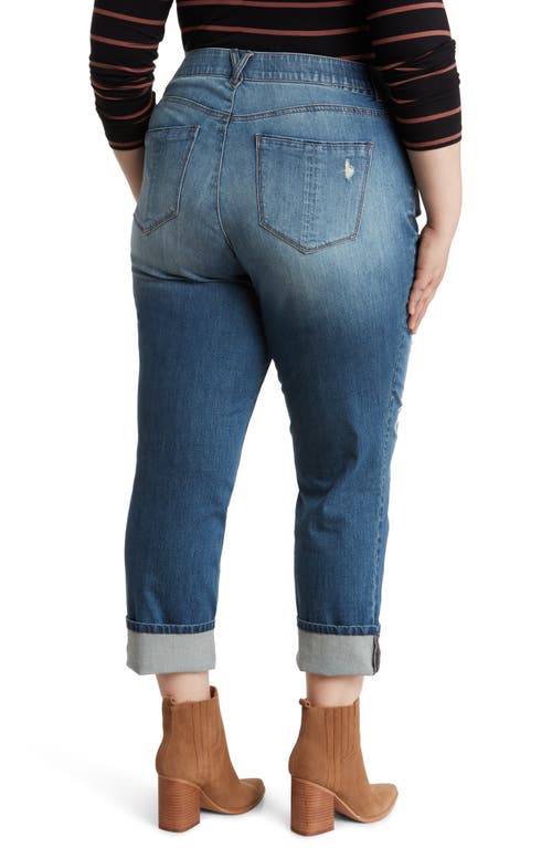 Shop Wit & Wisdom 'ab'solution High Waist Frayed Boyfriend Jeans In Mid Blue Vintage