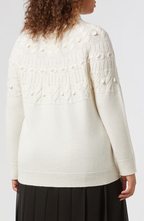 MARINA RINALDI MARINA RINALDI PEDONE POPCORN STITCH DETAIL WOOL BLEND TURTLENECK SWEATER 