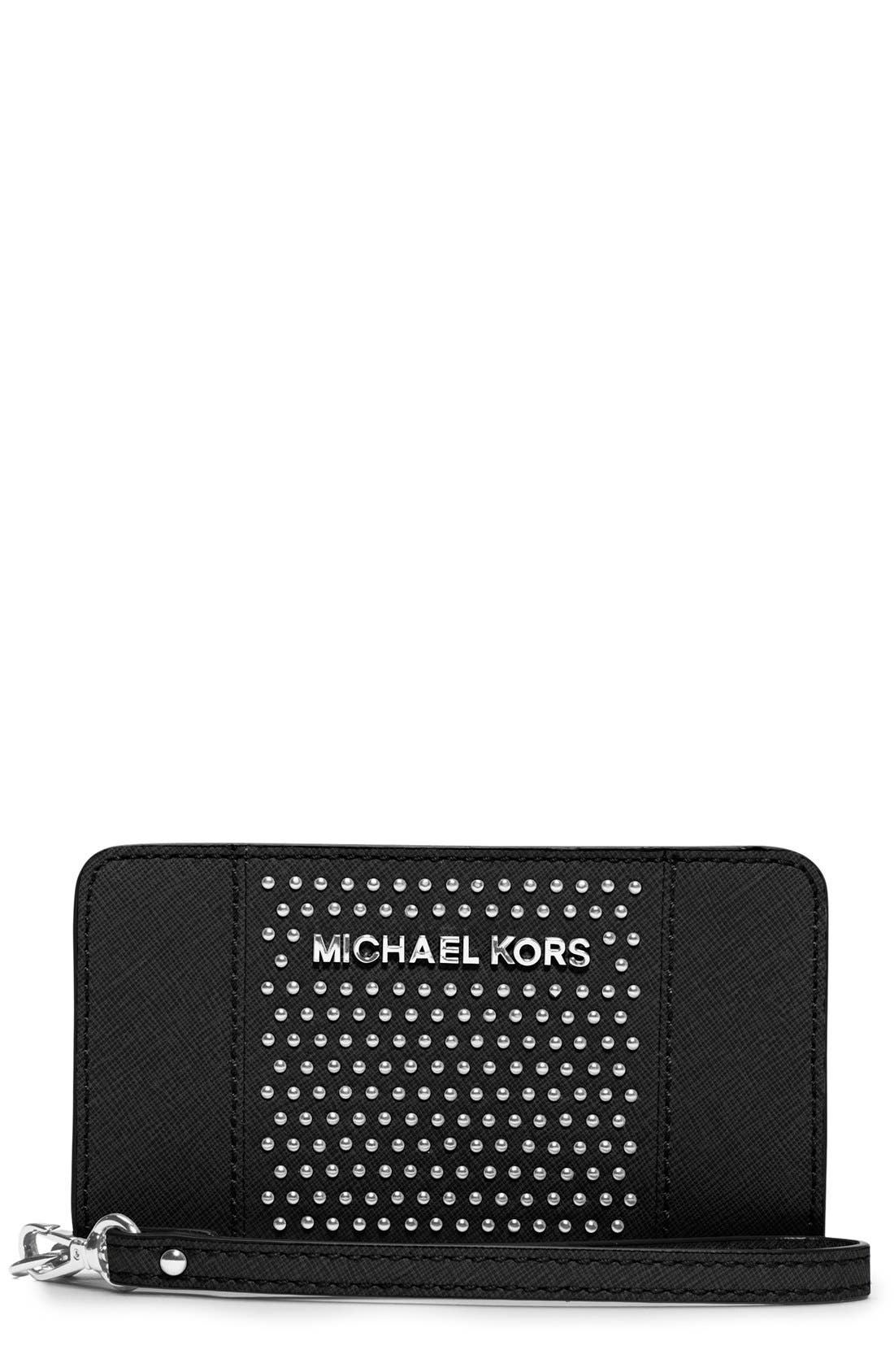 michael kors black studded wallet