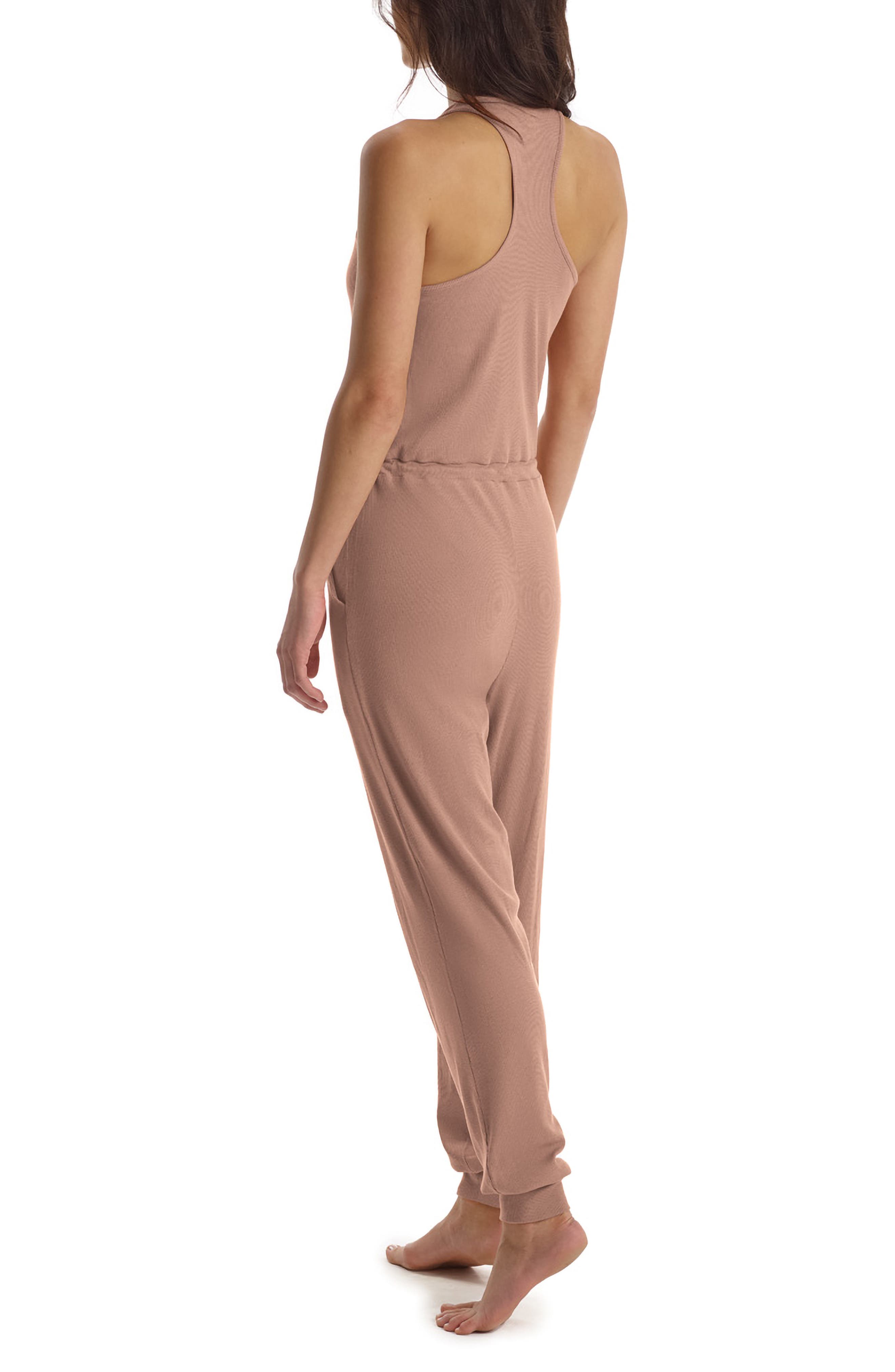 ribbed u neck racerback jumpsuit