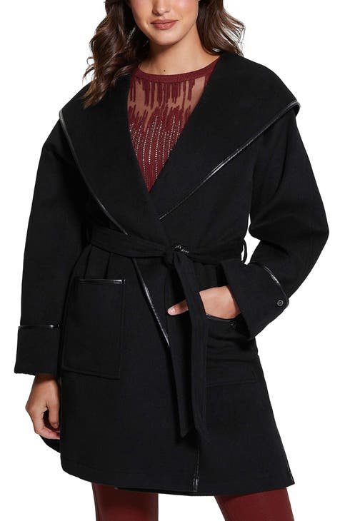 Guess pleated double breasted on sale coat