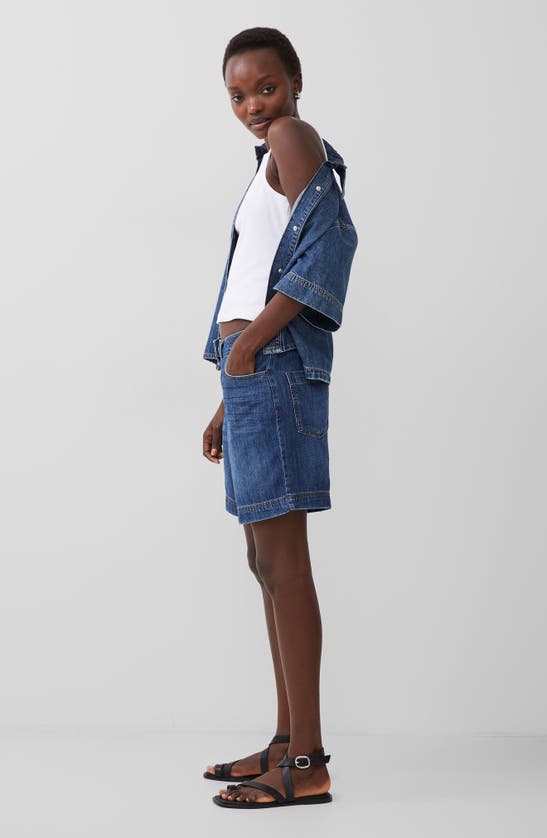 Shop French Connection Finley Denim Bermuda Shorts In Vintage