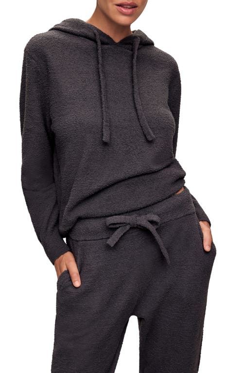 Shop Eberjey Relaxed Fit Recycled Bouclé Hoodie In Graphite