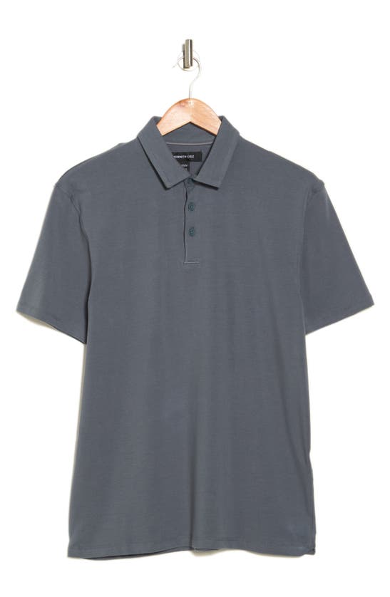 Shop Kenneth Cole Button Polo In Dark Teal