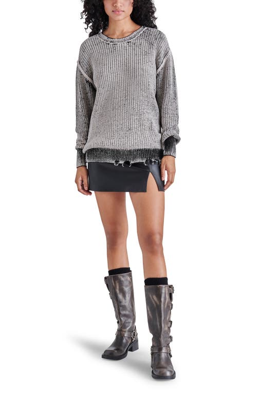 Shop Steve Madden Nelson Distressed Hem Cotton Sweater In Black/white