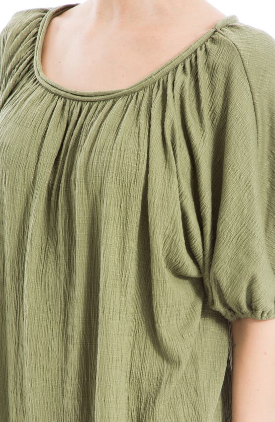 Max Studio Textured Knit Bubble Sleeve Knit Top In Sage