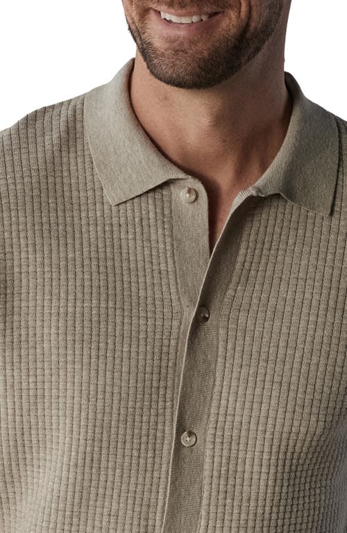 The Normal Brand Waffle Stitch Short Sleeve Polo Sweater In Flax