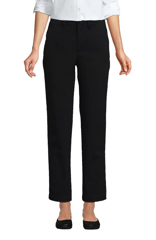 Shop Lands' End Mid Rise Classic Straight Leg Chino Ankle Pants In Black